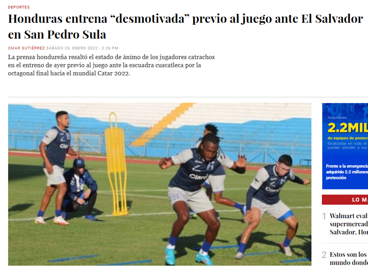 Medios salvadoreños señalan que la escuadra hondureña “está desmotivada”.