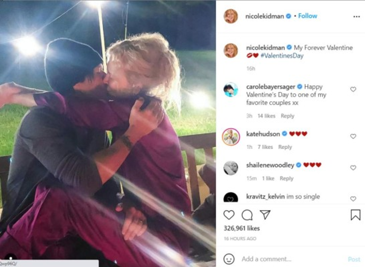 Nicole Kidman mostró que está más enamorada que nunca de su esposo, el cantante Keith Urban. “Mi Valentín para siempre”, escribió la actriz australiana junto a esta imagen.