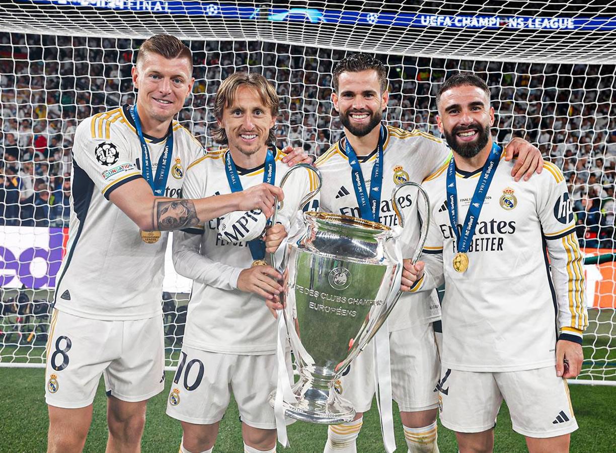 Los cuatro jugadores del Real Madrid que igualaron al histórico ‘Paco’ Gento con seis Champions League: Kroos, Modric, Nacho y Carvajal.