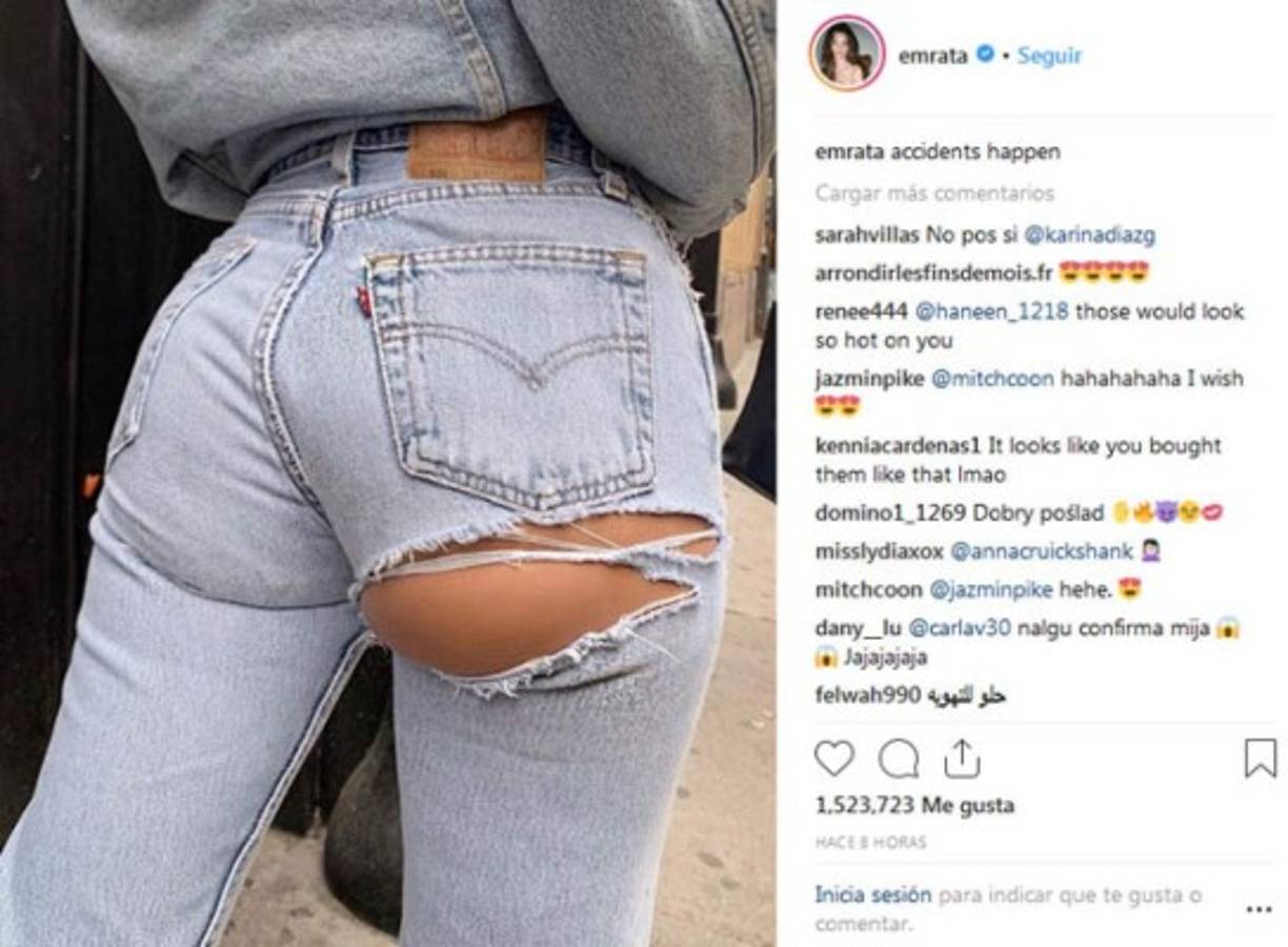 Imponiendo moda<br/>Ratajkowski se caracteriza en sus redes por presumir sus outfits, en su mayoría polémicos o que la hacen mostrar más piel de lo que dictan las normas, mismos que rápidamente se viralizan y este, donde luce unos pantalones rotos, no fue la excepción. <br/>