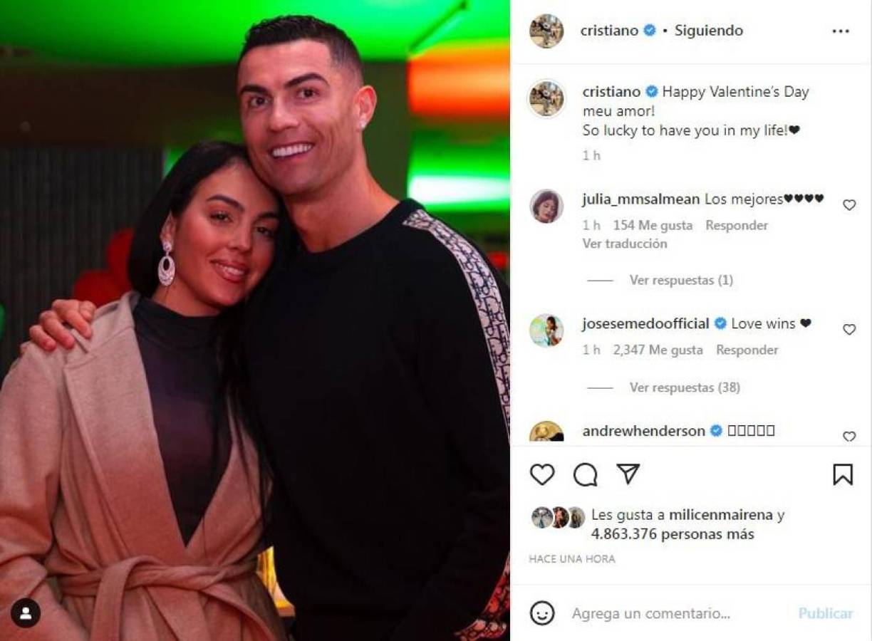 Cristiano Ronaldo compartió un cariñoso mensaje: “Soy un afortunado de tenerte en mi vida”.