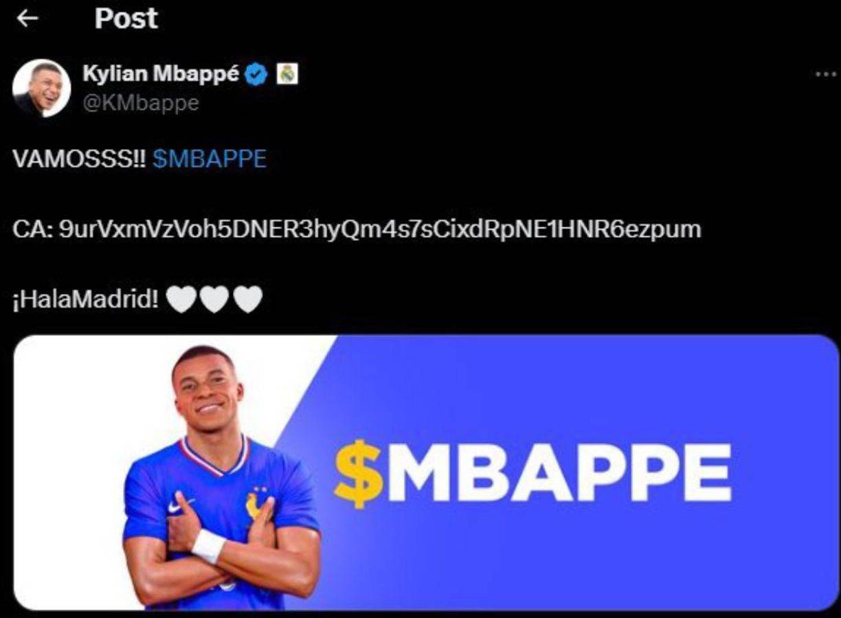  Por otro lado, también se publicó una imagen de Kylian promoviendo bitcoins.