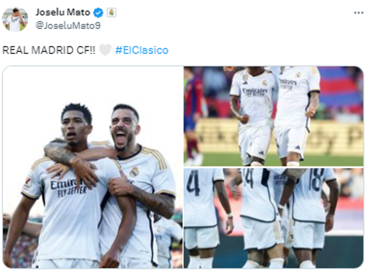 La reacción de Joselu tras el triunfo madridista sobre el Barcelona en el clásico de la Liga Española.