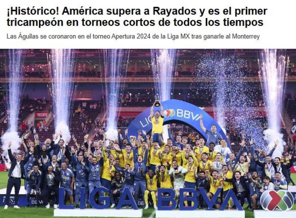 Ovaciones: “¡Histórico! América supera a Rayados y es el primer tricampeón en torneos cortos de todos los tiempos”.