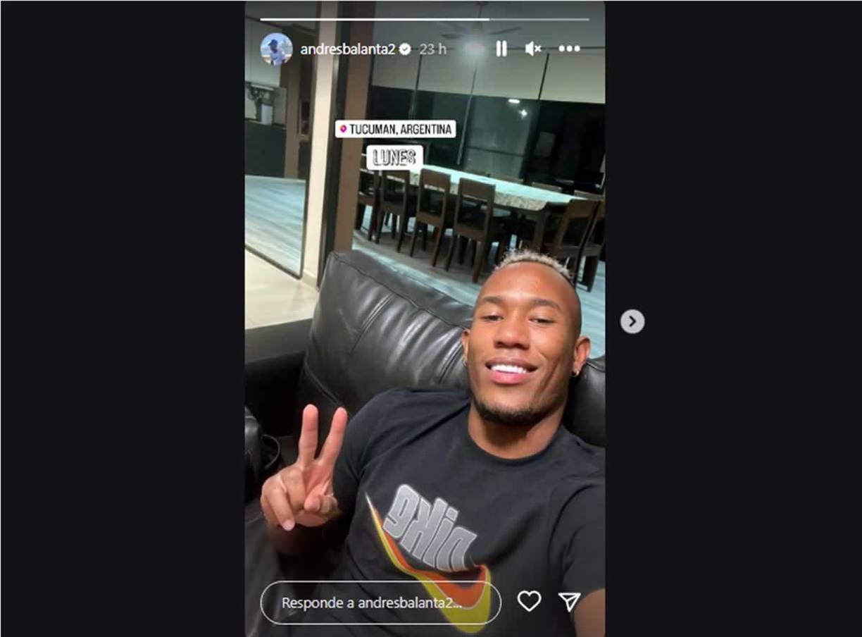 Esta fue la última foto que publicó Andrés Balanta en su cuenta de Instagram. La subió el lunes ya en Tucumán.