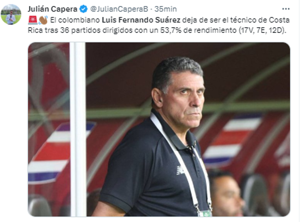 Luis Fernando Suárez: Estallan las redes tras su despido como DT de Costa Rica