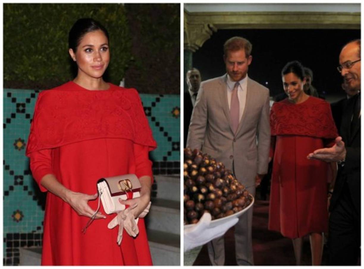 El príncipe Harry y Meghan habían llegado a Marruecos en la noche del sábado. Este fue su último viaje oficial al extranjero antes del nacimiento de su primer hijo, previsto en la primavera boreal.<br/><br/>A su arribo la duquesa lució un vestido rojo de Valentino.