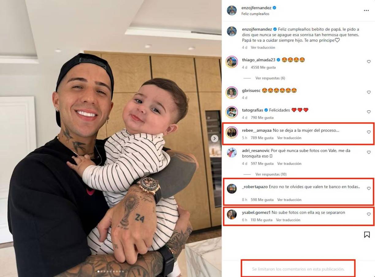El campeón del mundo recibió comentarios de todo tipo en sus publicaciones de Instagram por la decisión que tomó. “Valen te bancó en todas” y “no se deja a la mujer que estuvo en el proceso”, fueron dos de los que resaltaron. A partir de eso y para evitar más mensajes de ese tipo, Fernández decidió restringir los comentarios en todos sus posteos.