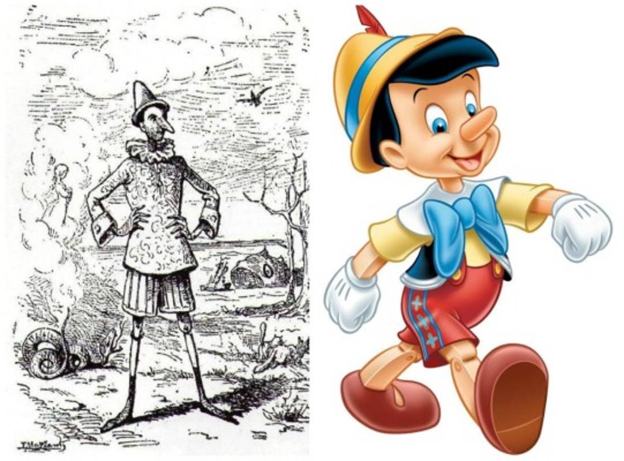 Ilustración original de Pincoho de 1911 y la versión de Disney de 1940.