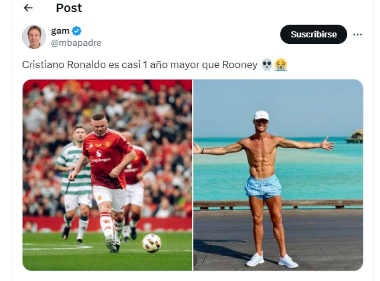 Rooney con un año menos que Cristiano Ronaldo ha evidenciado su descuido físico.