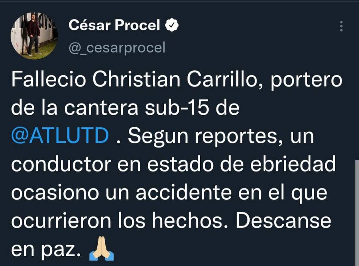 Además de clubes y familiares, varios periodistas han reaccionado consternados por la muerte del joven catracho.