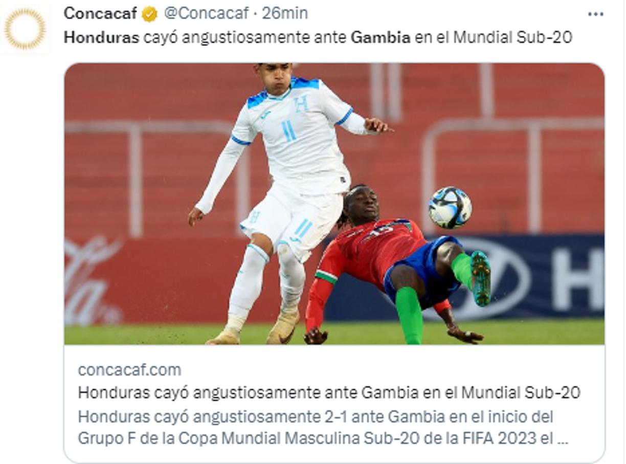 Indignación por derrota de Honduras en su debut en el Mundial Sub-20