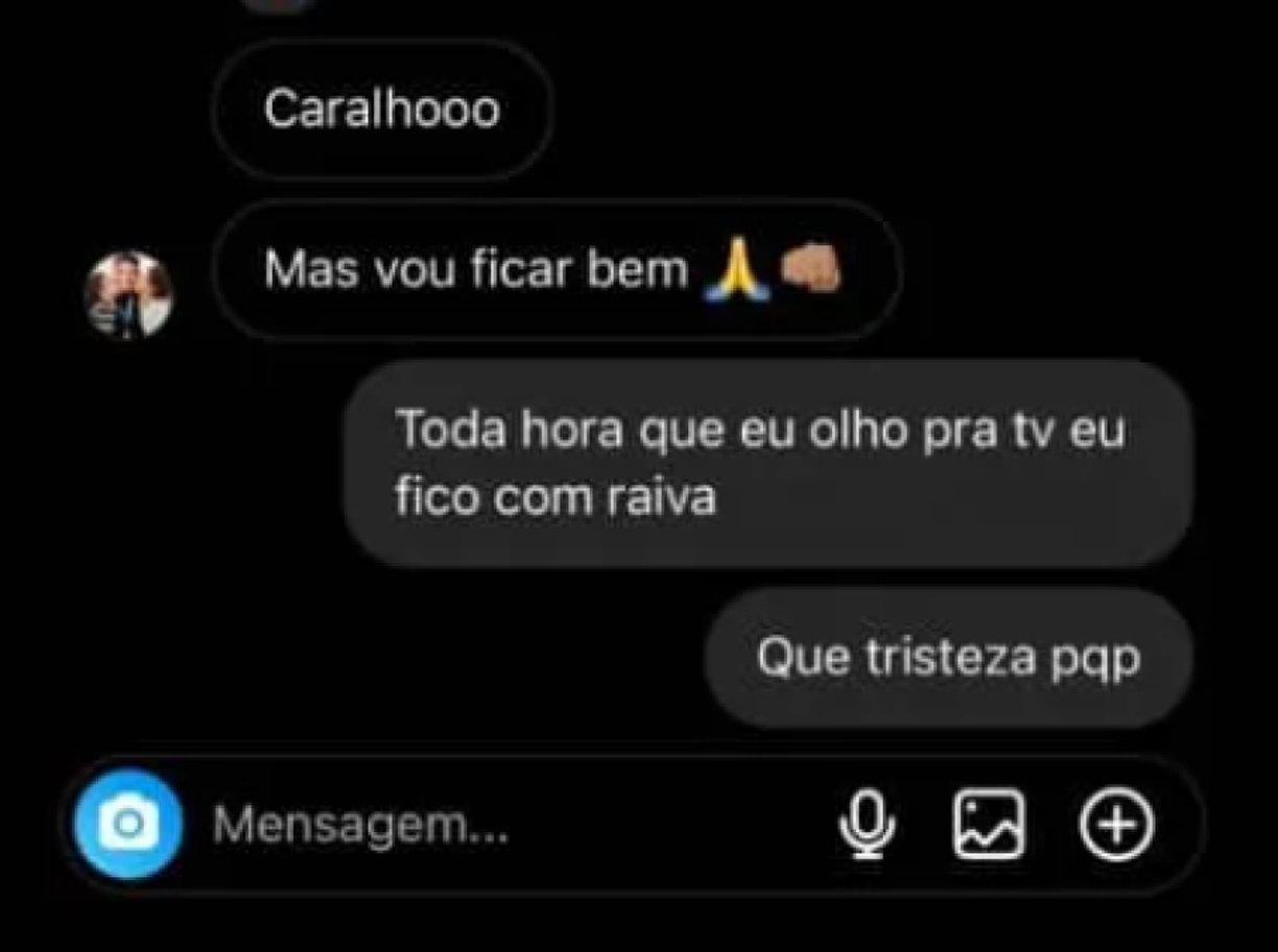 Neymar: “Cada vez que miro la tele me enojo, qué tristeza lpm”.