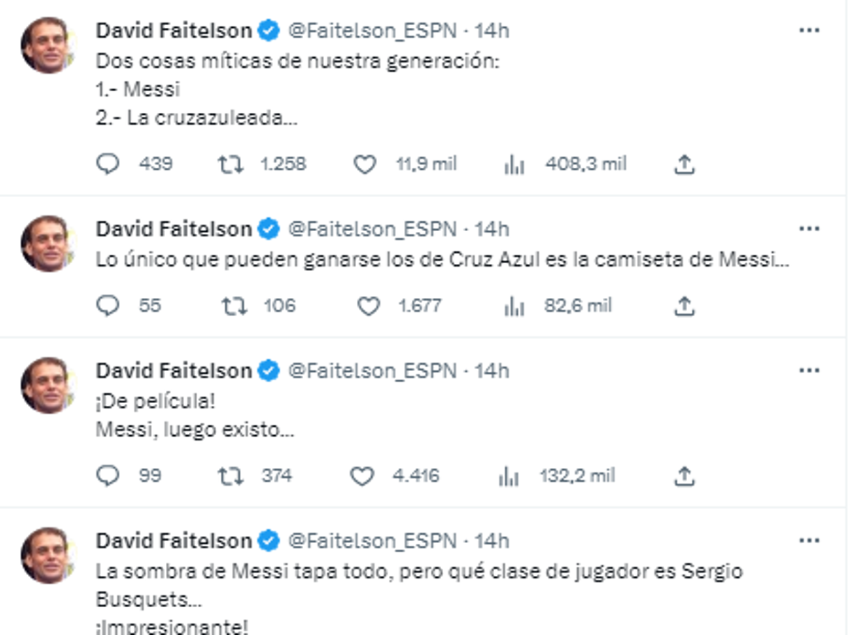  “Lo único que pueden ganarse los de Cruz Azul es la camiseta de Messi...”, fueron algunos de los comentarios del periodista de ESPN.