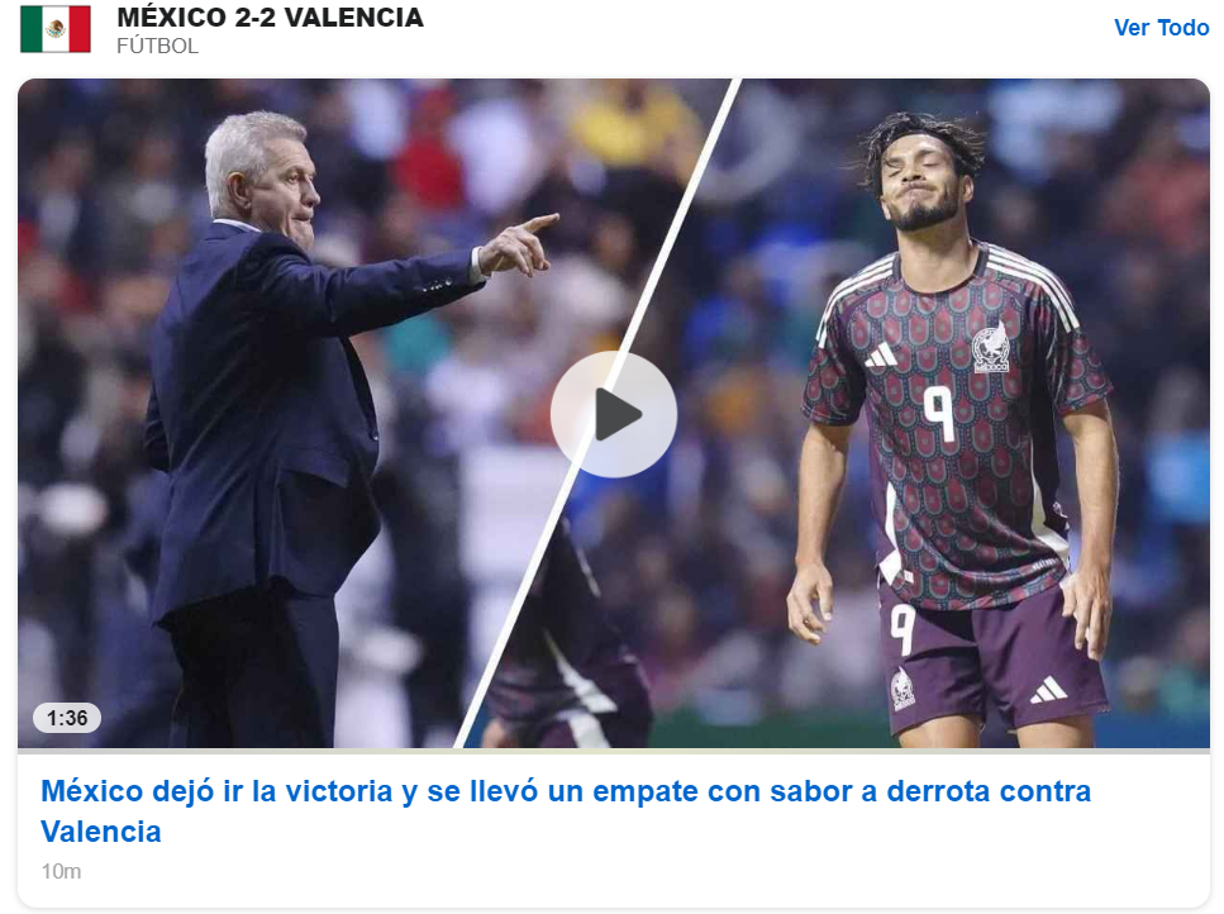 En ESPN comentaron: “Valencia exhibe a la Selección Mexicana en el Cuauhtémoc”