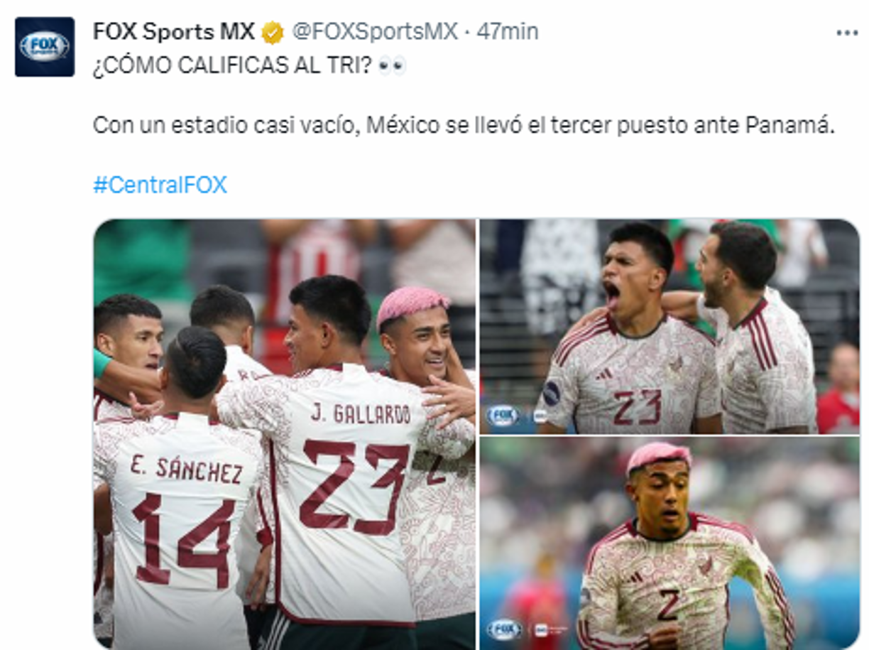 Fox Sports: “Con un estadio casi vacío, México se llevó el tercer puesto ante Panamá”: