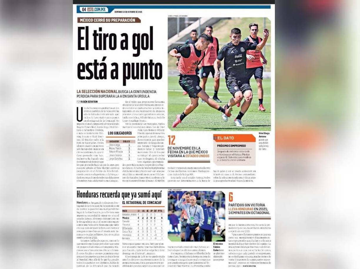 El duelo entre México vs Honduras estará comenzando a las 5:00pm, horario hondureño.