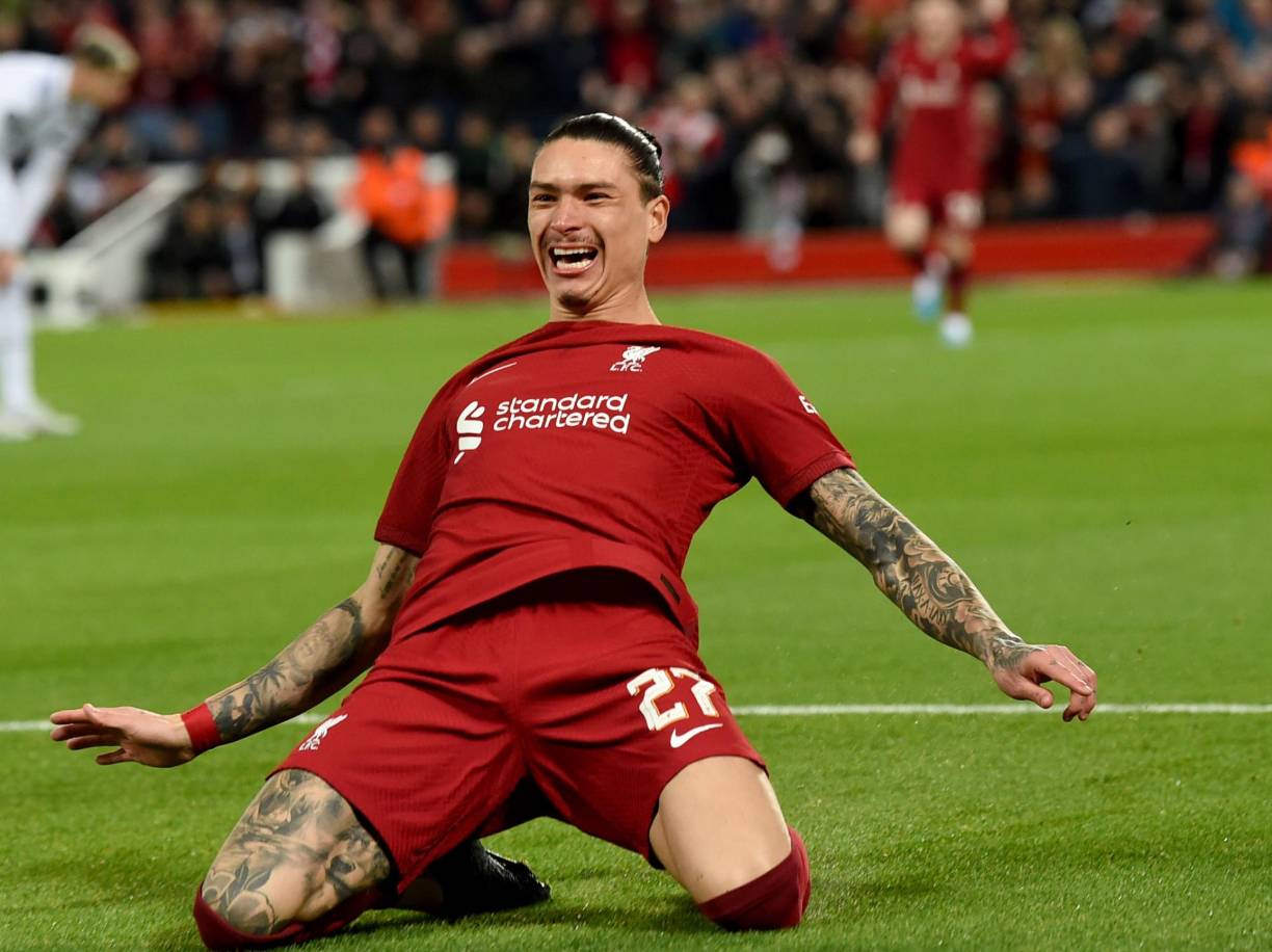 El uruguayo Darwin Núñez anotó el primer gol en el duelo Liverpool - Real Madrid cuando apenas se jugaban cuatro minutos. 