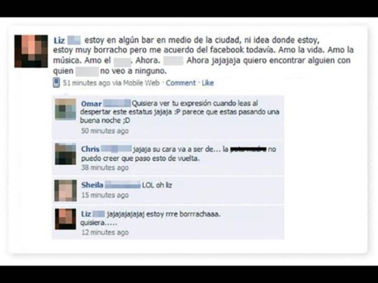 Liz no arruinó su vida. Esos pensamientos eróticos que suelen tener algunos en plena borrachera, ella decidió publicarlos en Facebook.