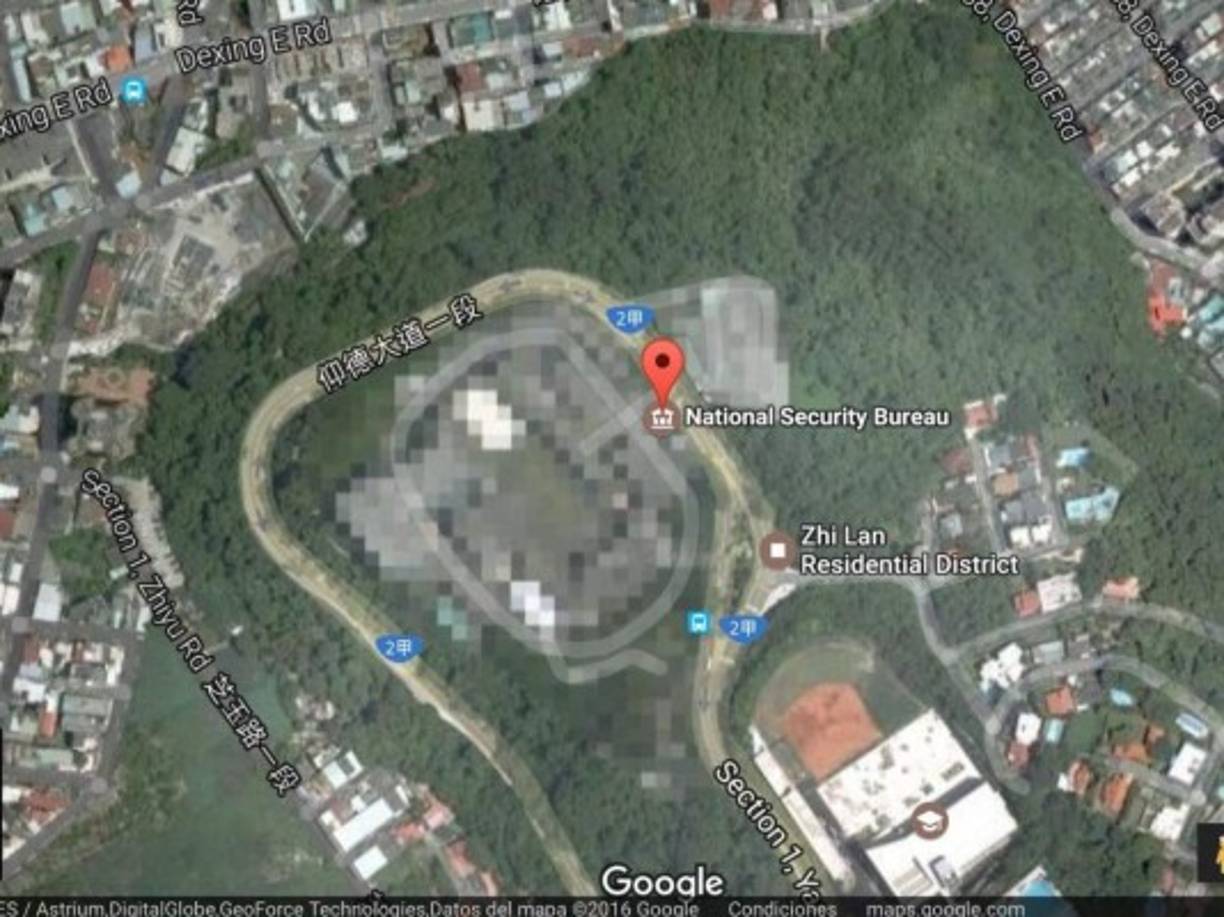 Oficina de Seguridad Nacional de Taiwán ► El recinto en el que se encuentran los servicios de inteligencia del país asiático aparecen pixelados.