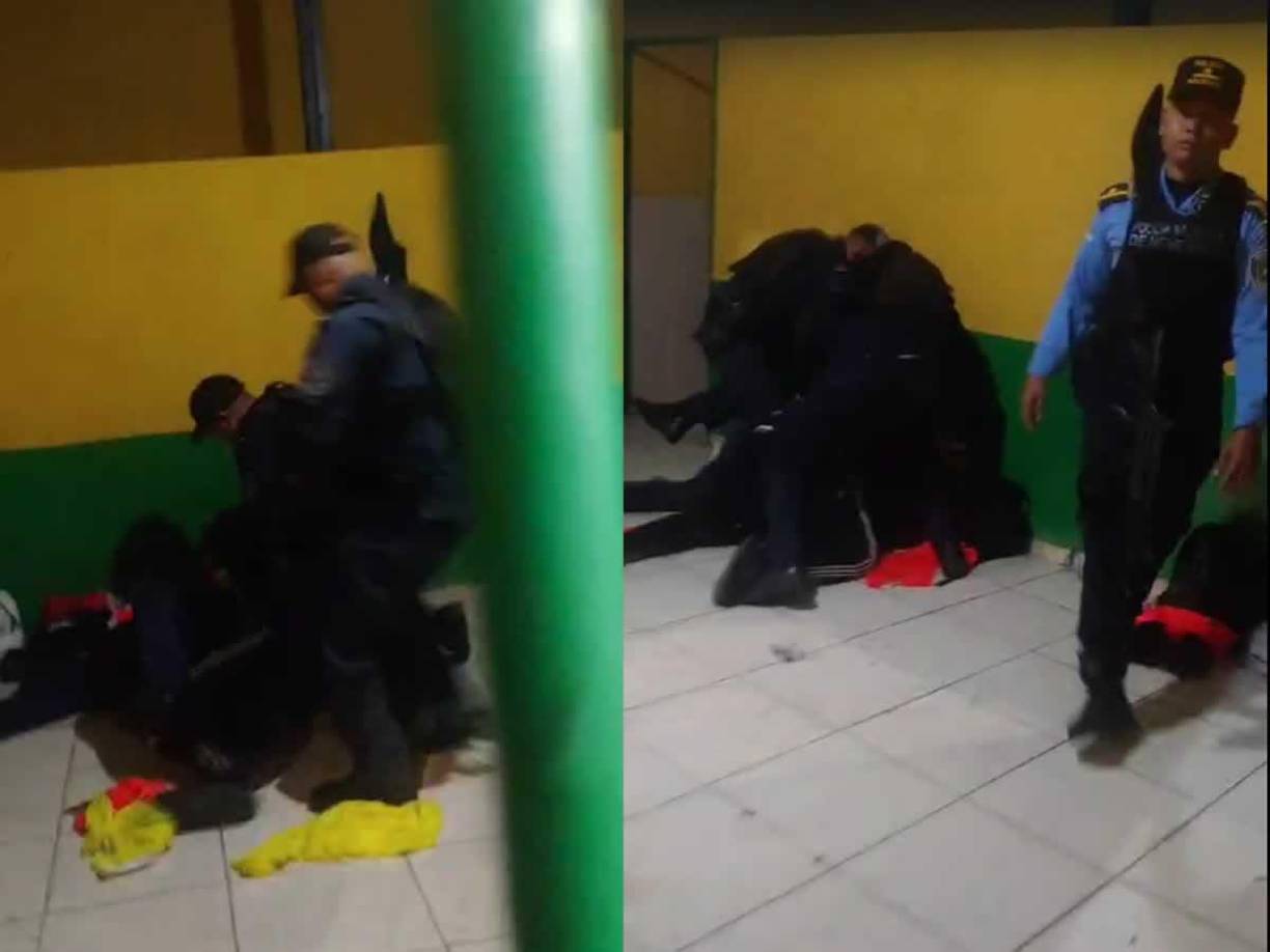 Los miembros de la Policía Nacional se fueron a los golpes con Gerson López, a quien tiraron al suelo y agradieron.