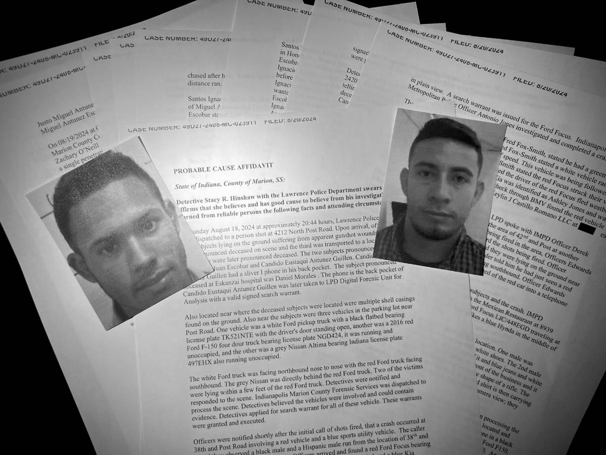 Documentos judiciales indican que el sangriento tiroteo en un estacionamiento de Lawrence, Indiana y que dejó tres personas muertas fue el resultado de una guerra familiar hondureña. Tres hombres fueron encontrados tirados en el suelo y fueron identificados como Juan Escobar, Cándido Eustaquio Antúnez Guillén y Daniel Alberto Morales Uribe. Tanto Juan Escobar, de edad desconocida, como Cándido Eustaqui Antúnez Guillén, de 35 años, fueron declarados muertos en el lugar. Daniel Alberto Morales Uribe, de 38 años, murió posteriormente tras ser trasladado al hospital.