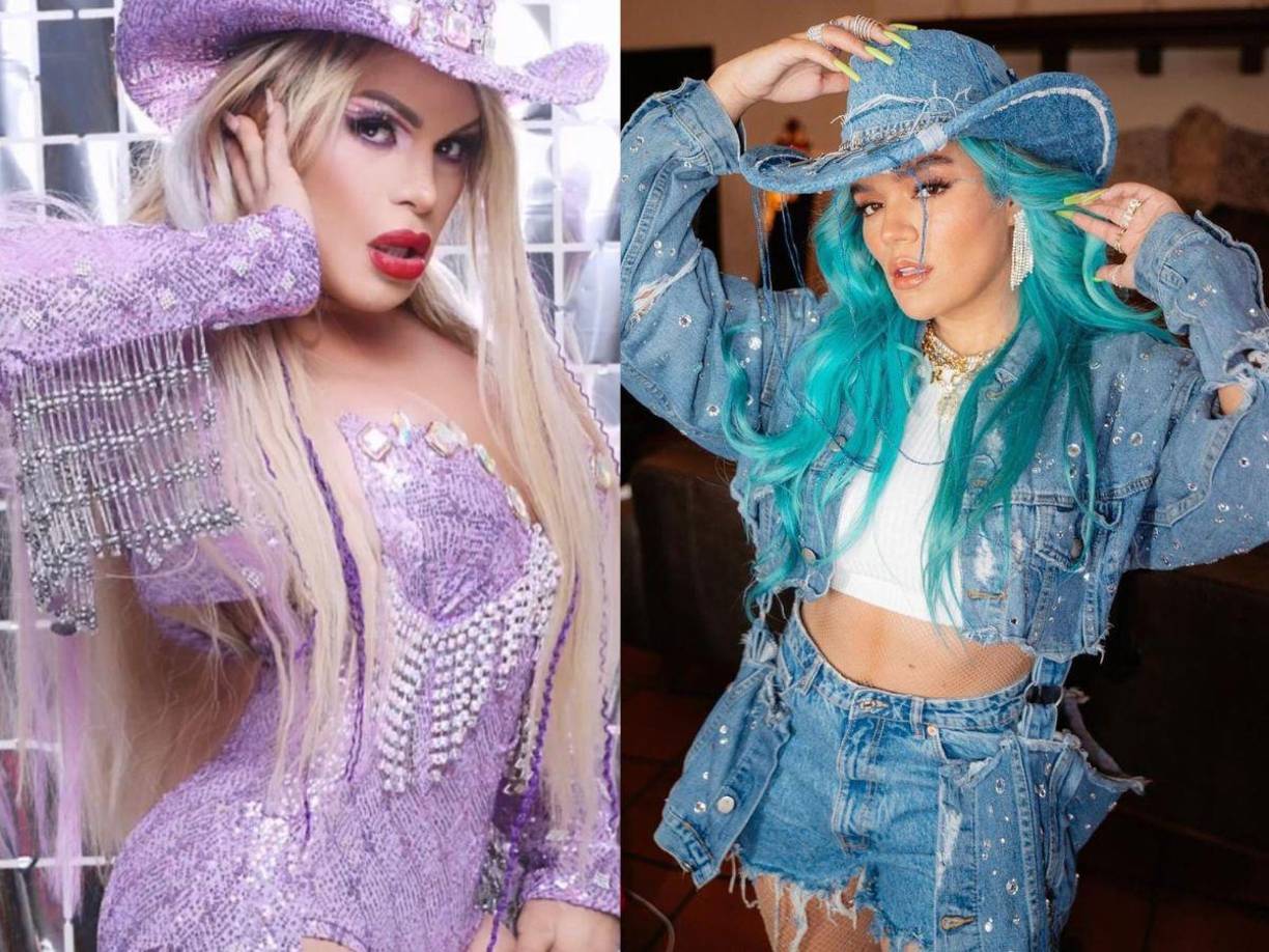 En varias de las fotos compartidas en las redes sociales por Karol G y Wendy se les ha visto usando sombreros vaqueros, con el cabello negro, amarillo y teñido de colores.