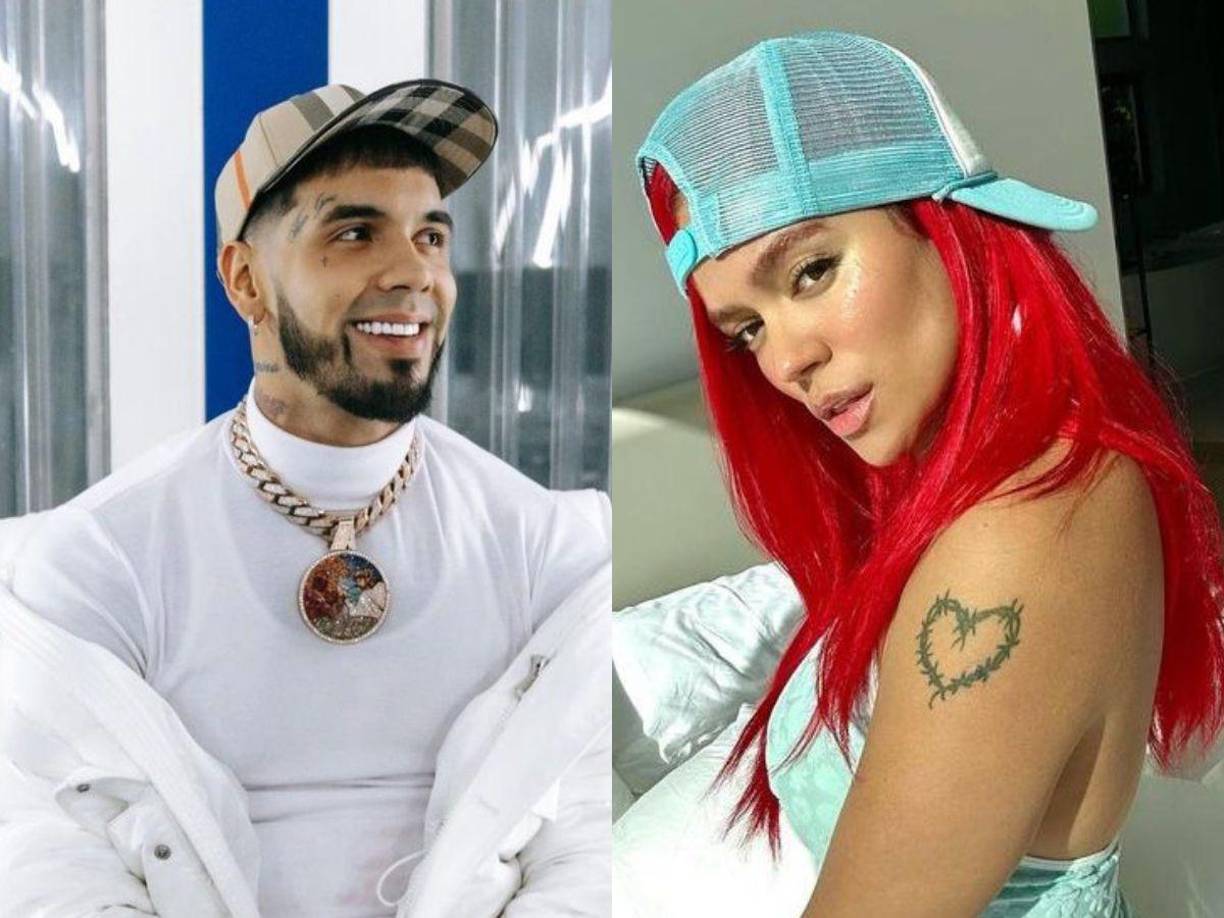 Los cantantes Anuel AA y Karol G. 