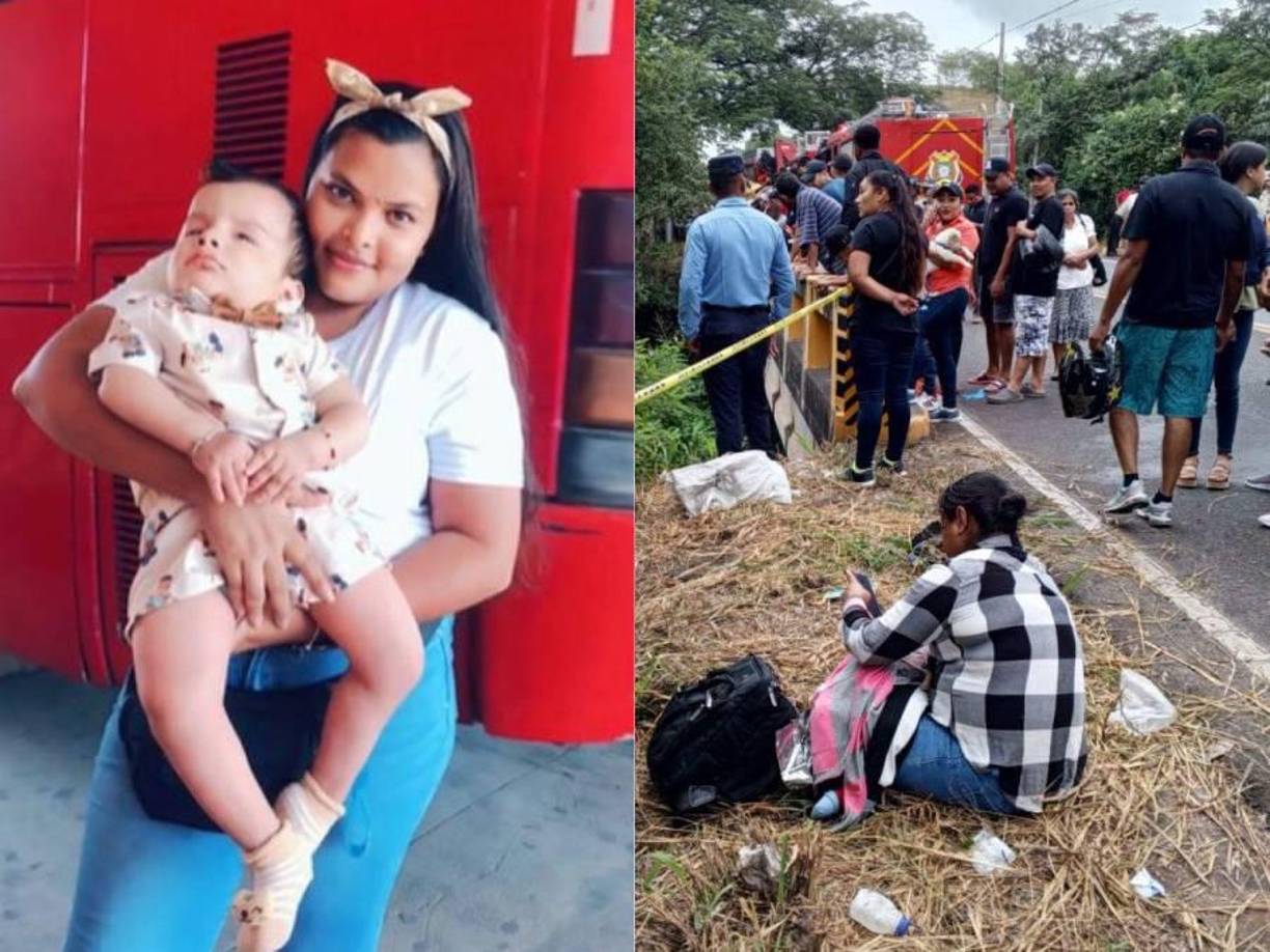 1. Neizan de 22 meses murió en los brazos de una mujer a la orilla del puente en donde el bus de la empresa Discovery cayó.