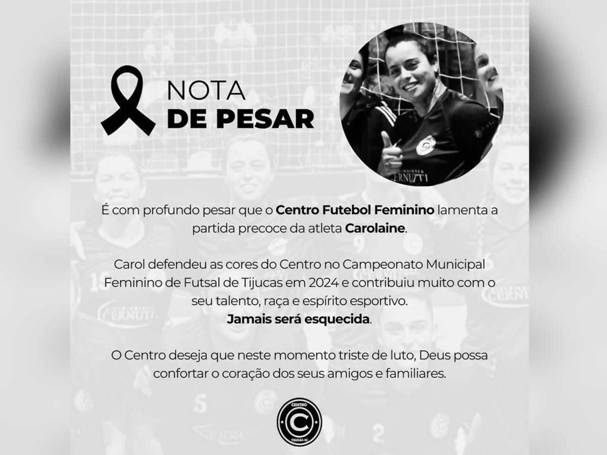 El Centro de Futebol Feminino de Tijucas lamentó profundamente la pérdida: “La tristeza es profunda, pero la alegría que compartimos es una luz que siempre brillara. Siempre recordada. Siempre apreciada por todos”.
