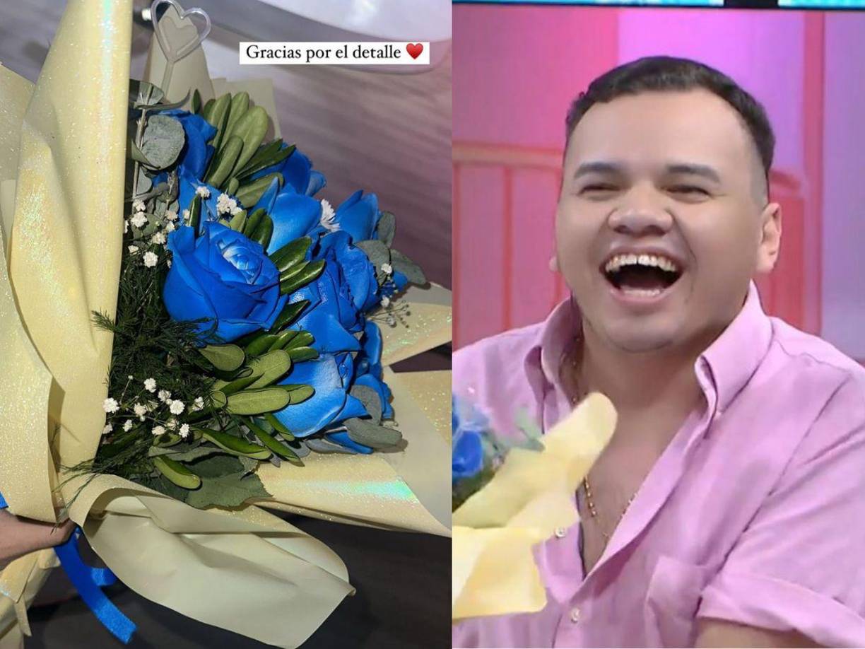 Un reconocido futbolista hondureño sorprendió al periodista Jaime Portillo con un ramo de rosas en pleno programa de televisión. 