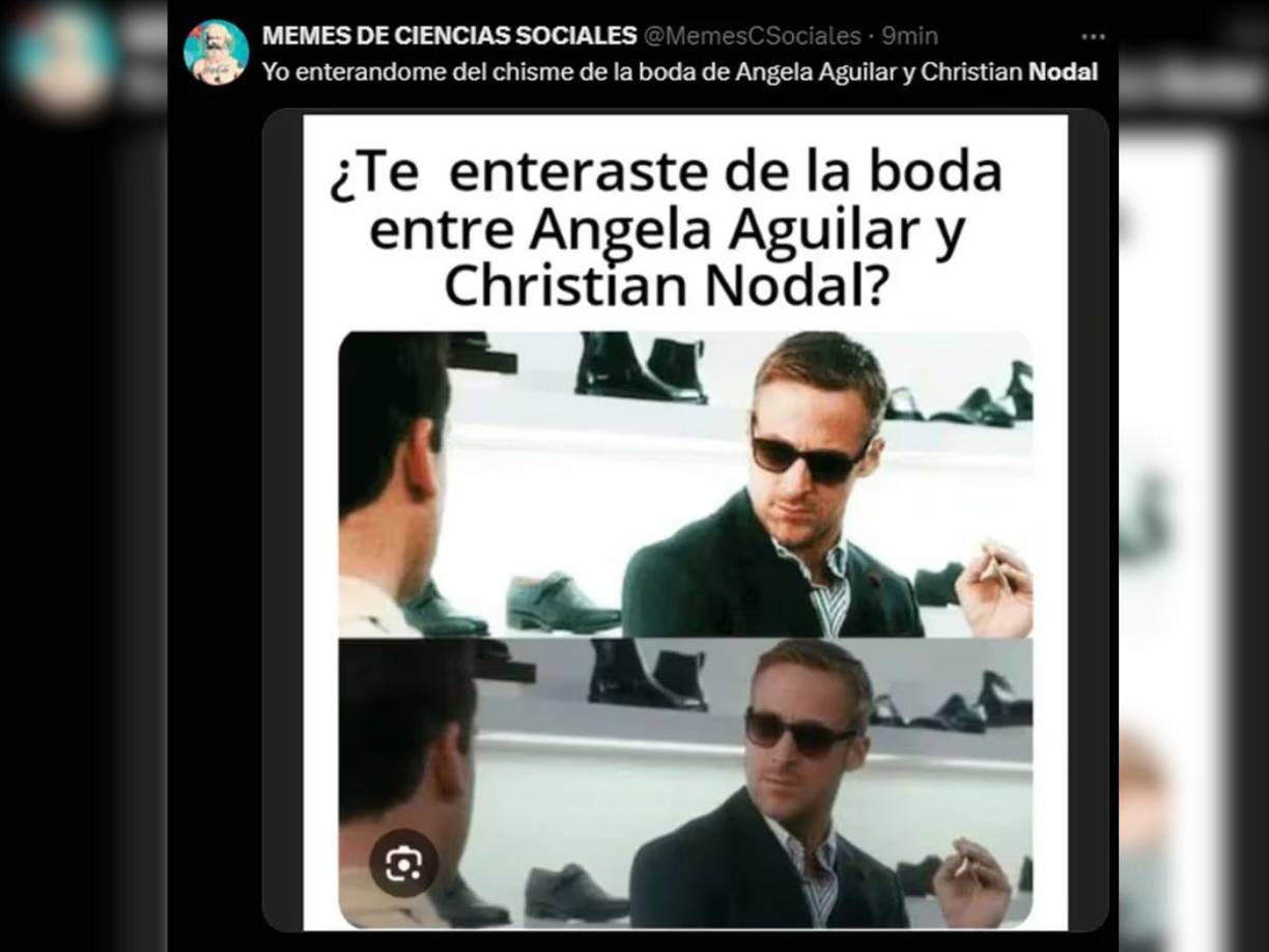 Los memes que dejó la boda de Christian Nodal y Ángela Aguilar