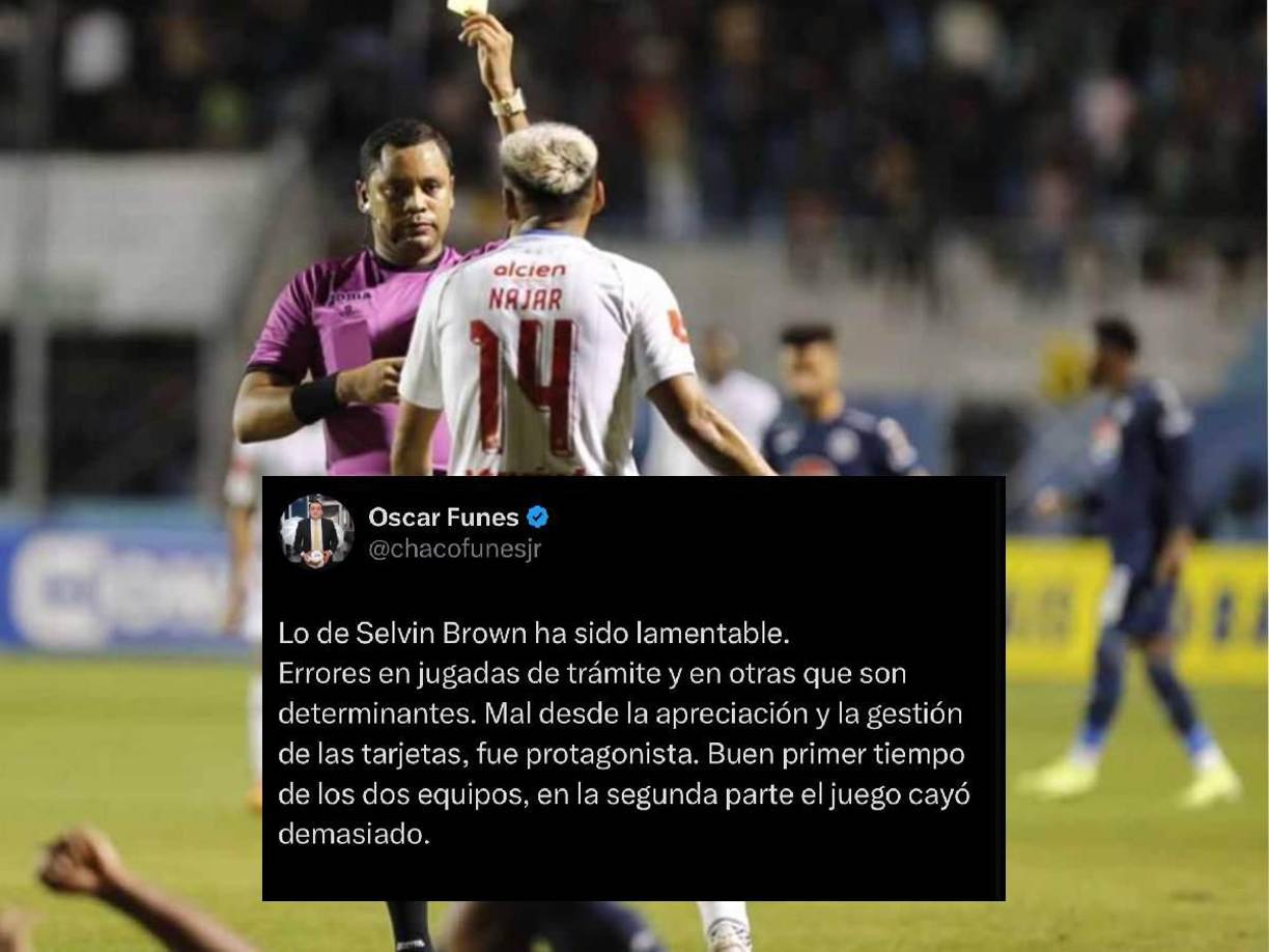 En la misma línea, pero con otras palabras se mantuvo Oscar Funes. “Lo de Selvin ha sido lamentable. Mal desde la apreciación y la gestión de las tarjetas, fue protagonista”.