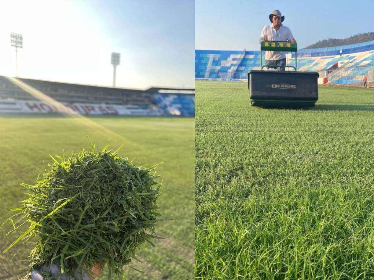 El Estadio Nacional continúa con su proceso de adaptación de su nuevo césped y así luce tras el segundo corte de su engramillado.