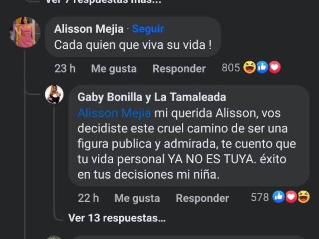 “Mi querida Alisson, vos decidiste este cruel camino de ser una figura pública y admirada. Te cuento que tu vida personal YA NO ES TUYA. Éxito con tus declaraciones, mi niña”.