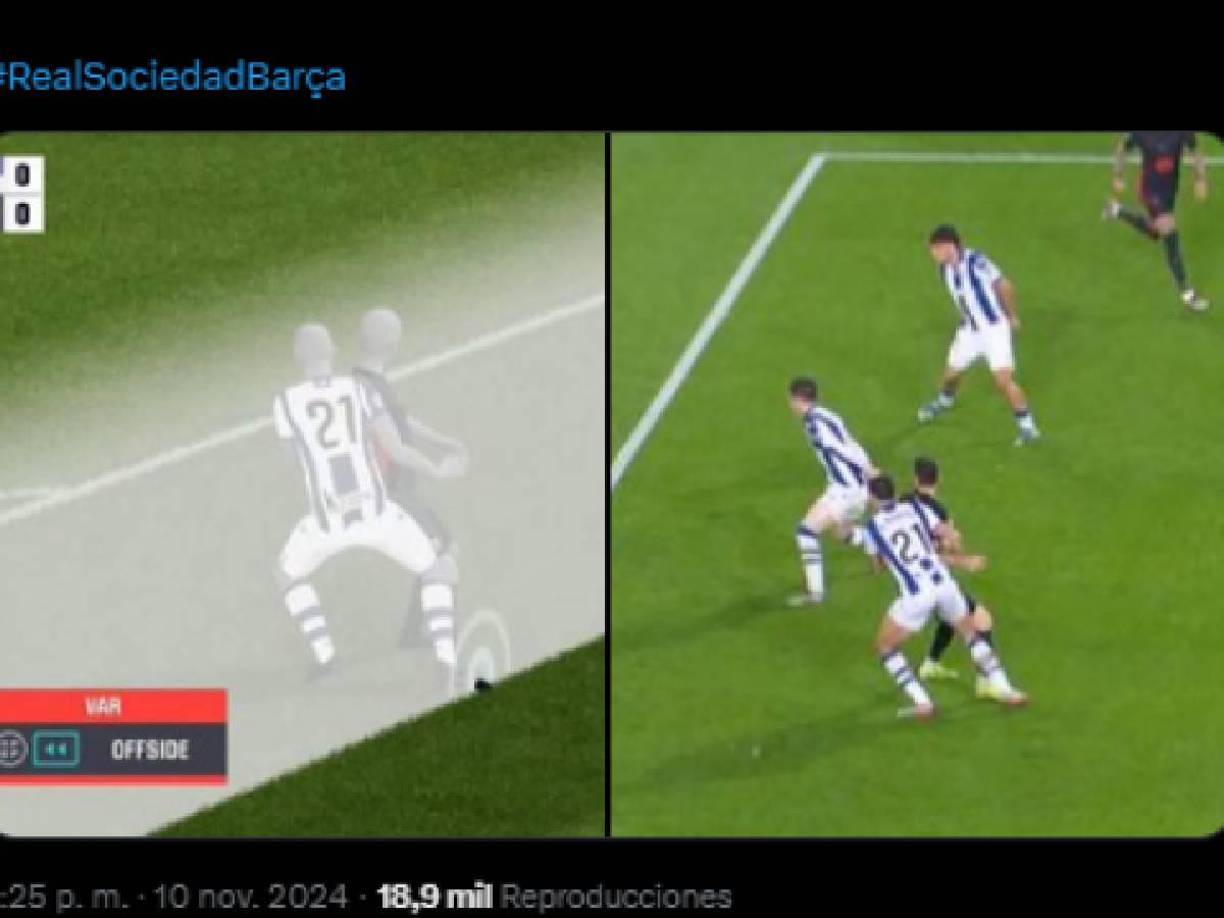 Sin embargo, esta imagen causó revuelo en redes sociales, ya que los usuarios demuestran que el pie adelantado no es de Lewandowski sino del defensa de la Real Sociedad.