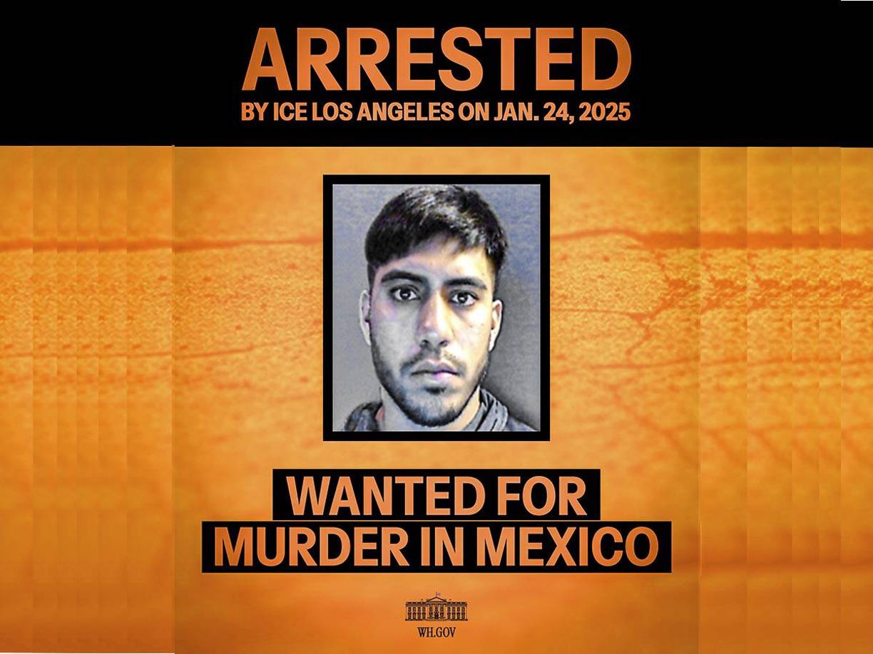 Un ciudadano mexicano, buscado por homicidio y con una alerta roja activa de INTERPOL, fue arrestado por agentes de ICE Los Ángeles el 24 de enero de 2025.