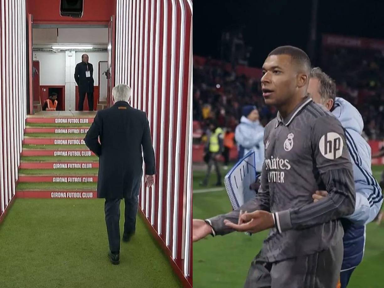 Los reclamos acabaron con amarilla a Ancelotti y a Mbappé. El Real Madrid se fue al descanso con la ventaja por la mínima.