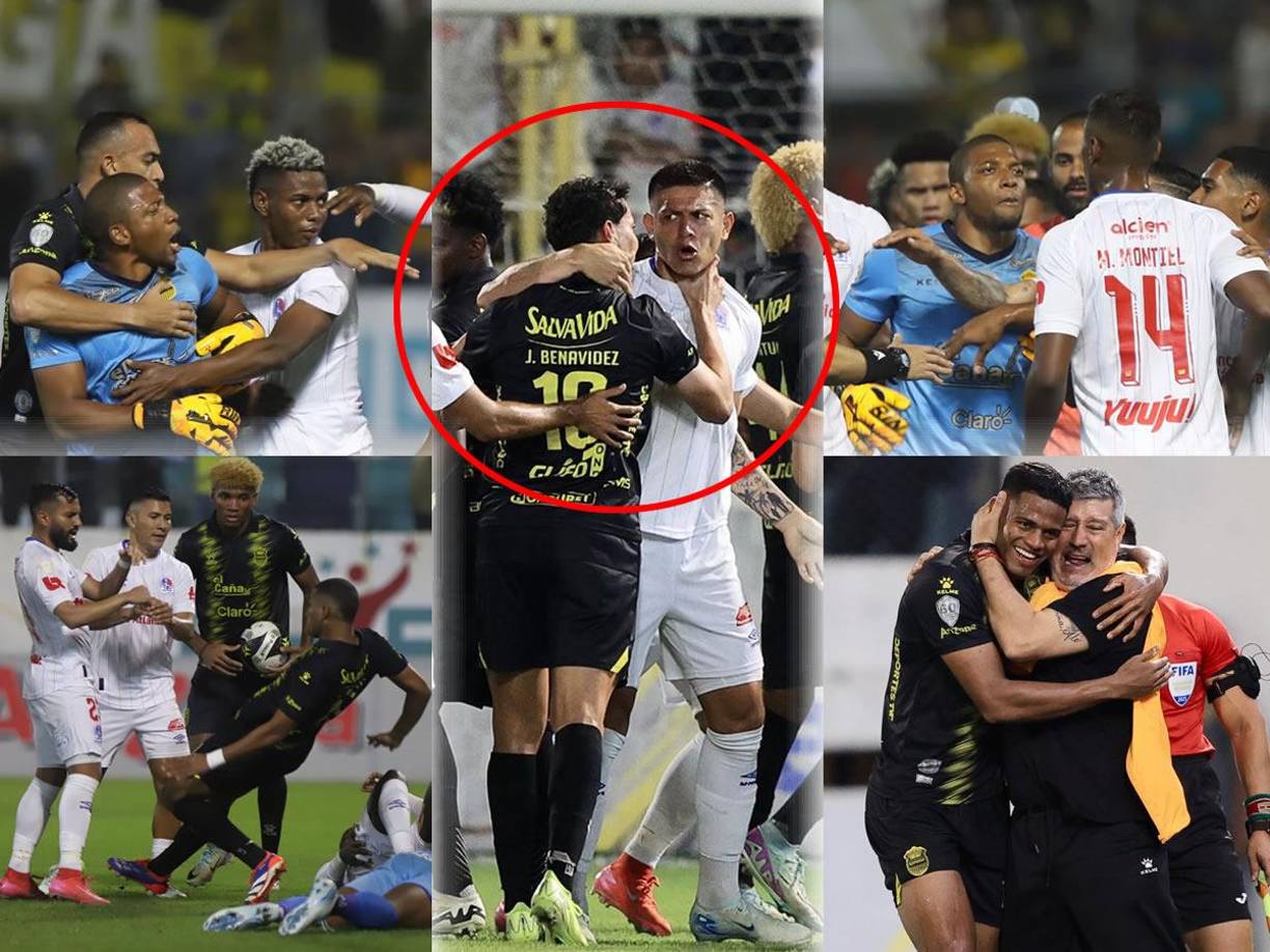 Las imágenes que dejó el Clásico que ganó Real España 1-0 al Olimpia en el estadio Morazán. Zafarrancho entre jugadores, la celebración del Real España y la tristeza del Olimpia.