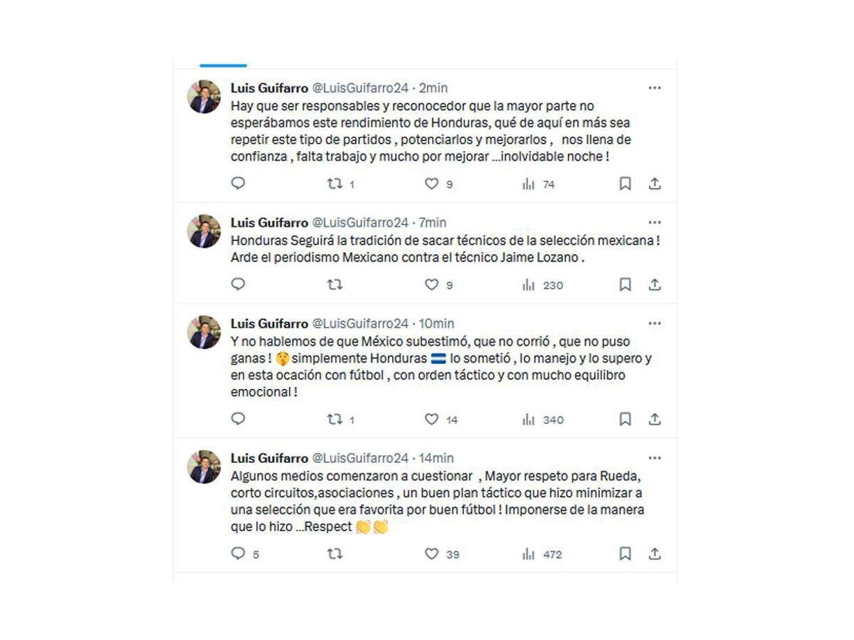 Otras de las reacciones tras el triunfo de Honduras ante México por la Nations League. 