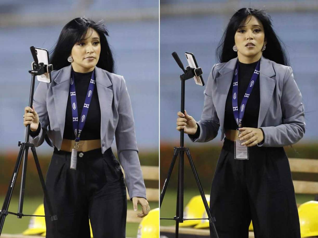 Emma Ramos, periodista de Diario Diez, lució hermosa en la cobertura del Clásico.