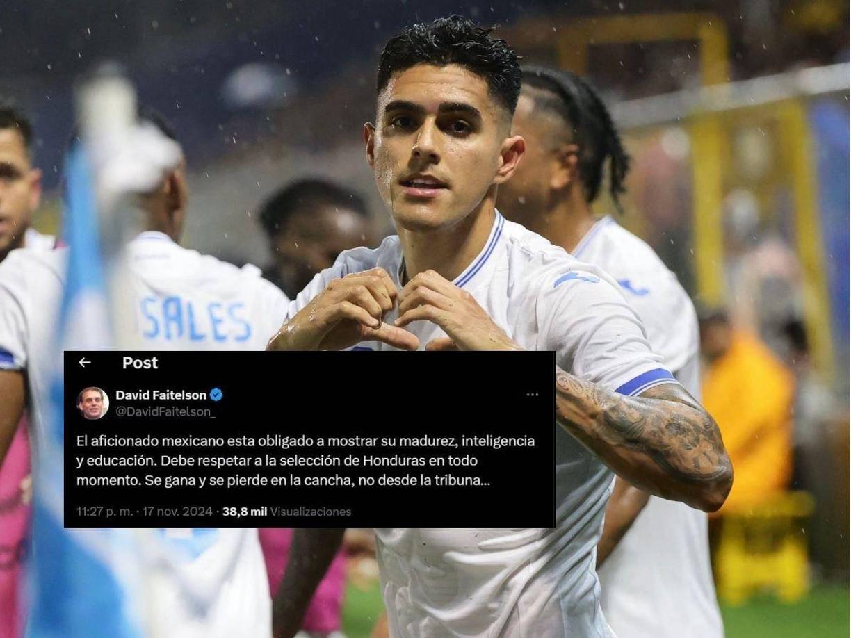 “El aficionado mexicano está obligado a mostrar su madurez, inteligencia y educación. Debe respetar a la selección de Honduras en todo momento. Se gana y se pierde en la cancha, no desde la tribuna...”