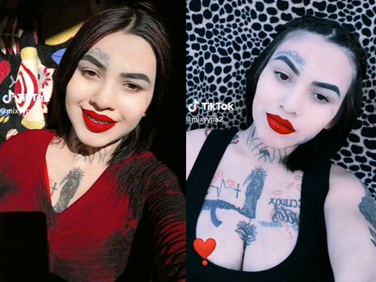 La joven compartía contenido en TikTok y otras redes, en imágenes Mixy luce el chaleco táctico que dice: Los Tilines CDG (Cartel del golfo) Metro 7.