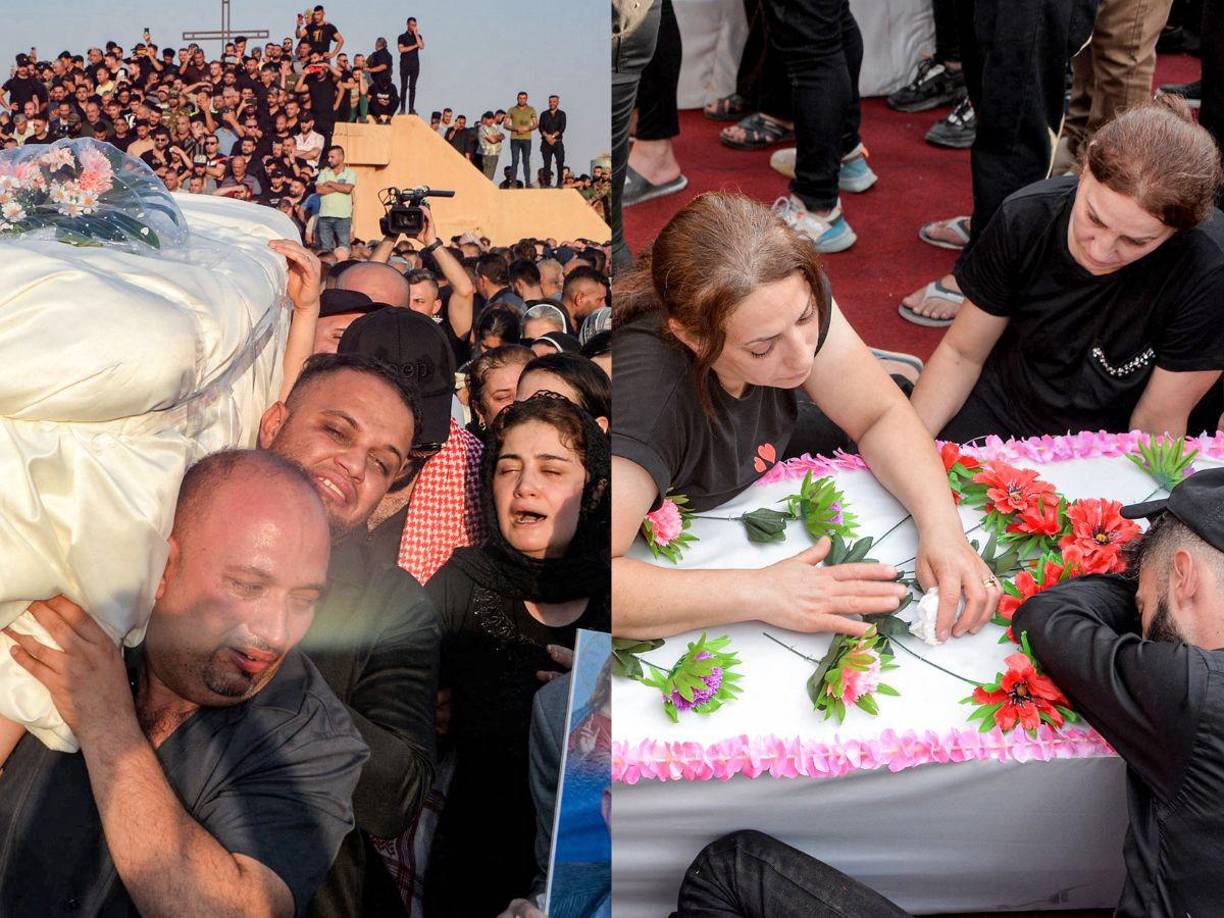 Bajo los arcos de mármol gris de una iglesia de Qaraqosh, varias decenas de fieles asistieron este jueves a una misa en memoria de las víctimas del incendio mortal que enlutó una boda. El dolor y la ira del acontecimiento era reflejado en los rostros de los familiares y amigos de las víctimas.