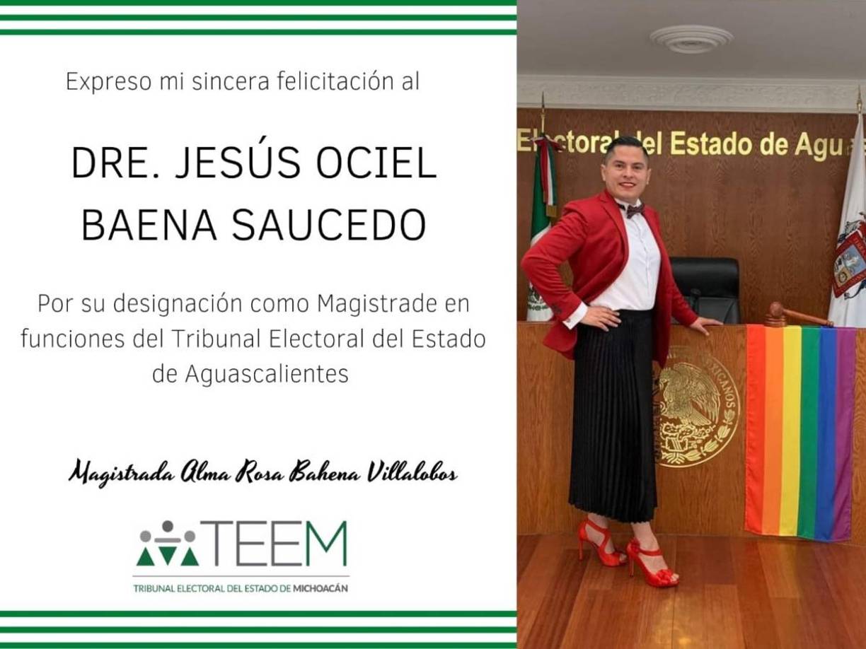 El funcionario, escribió en sus redes sociales: «Haciendo historia, como primer Magistrade electoral no binarie de América Latina».
