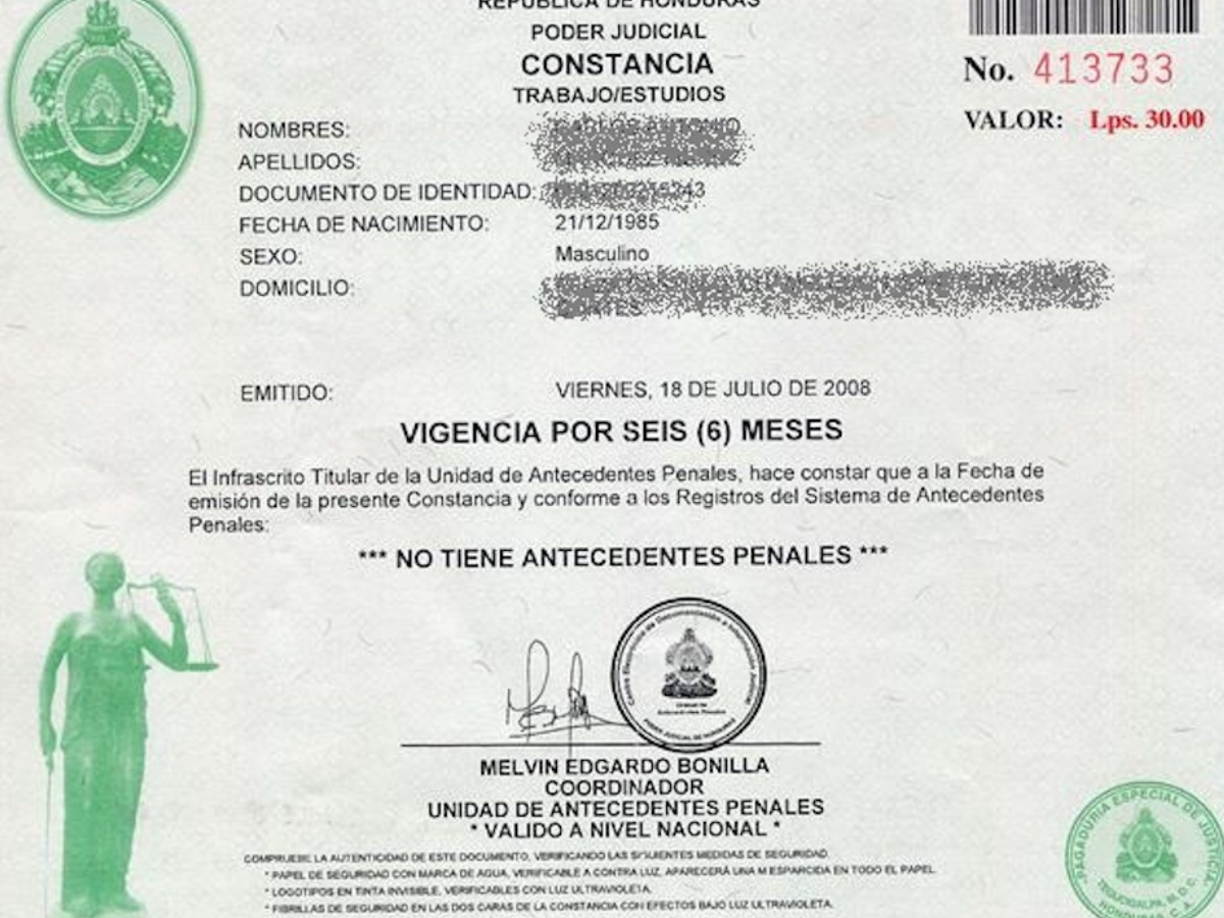 5. Constancia de antecedentes penales extendida en el respectivo domicilio de cada uno de los solicitantes.