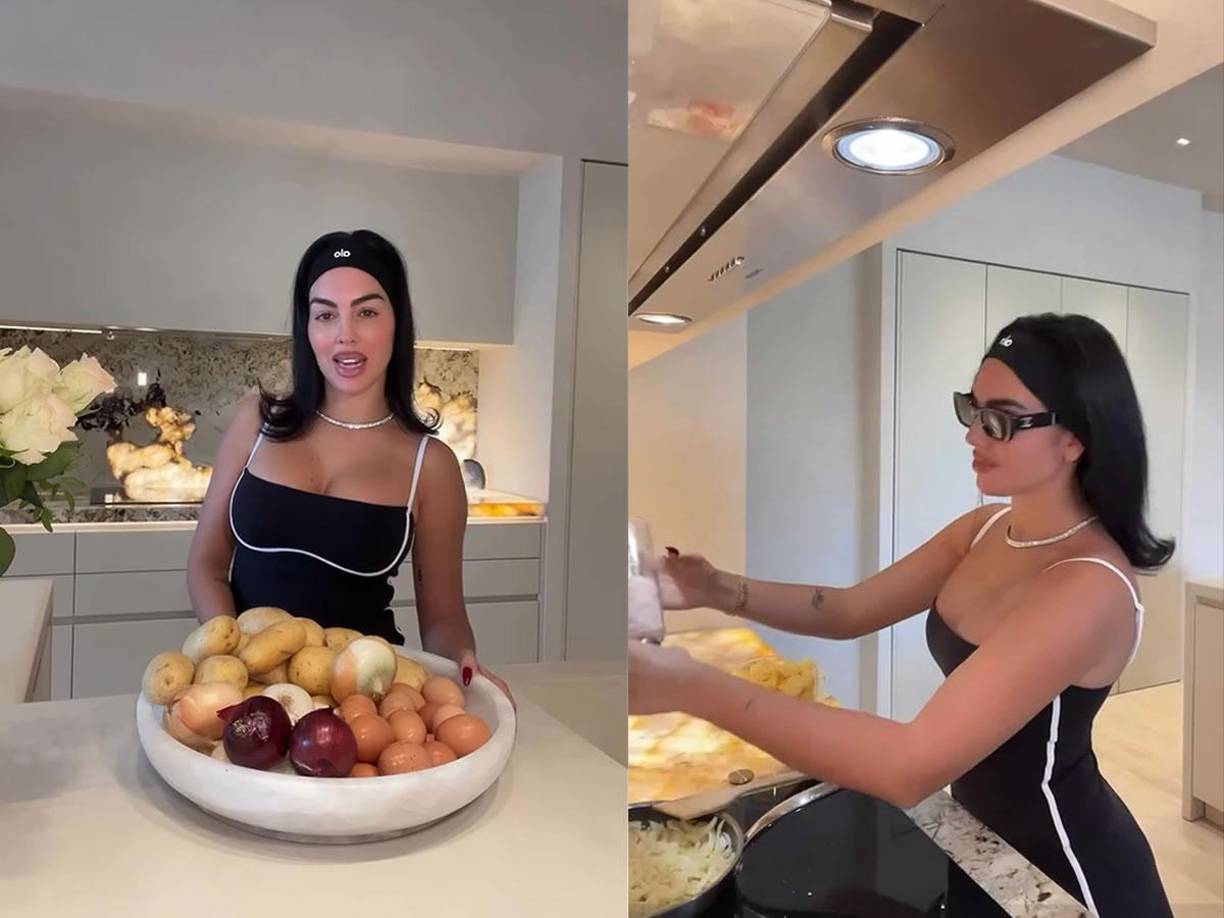 Georgina Rodríguez se grabó días atrás cocinando en una hermosa cocina.