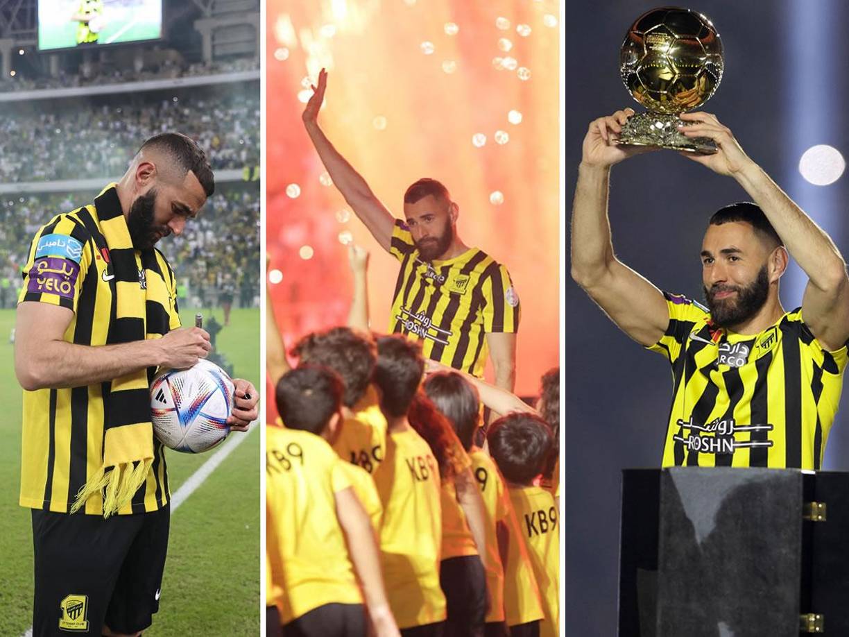 Las imágenes de la espectacular e histórica presentación que tuvo Karim Benzema con el Al-Ittihad de Arabia Saudita en un llenazo en el estadio King Abdullah Sports City de la ciudad de Yeda.