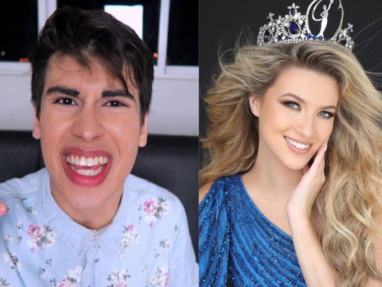 El youtuber venezolano La Divaza y la Miss Honduras Rebeca Rodríguez. 