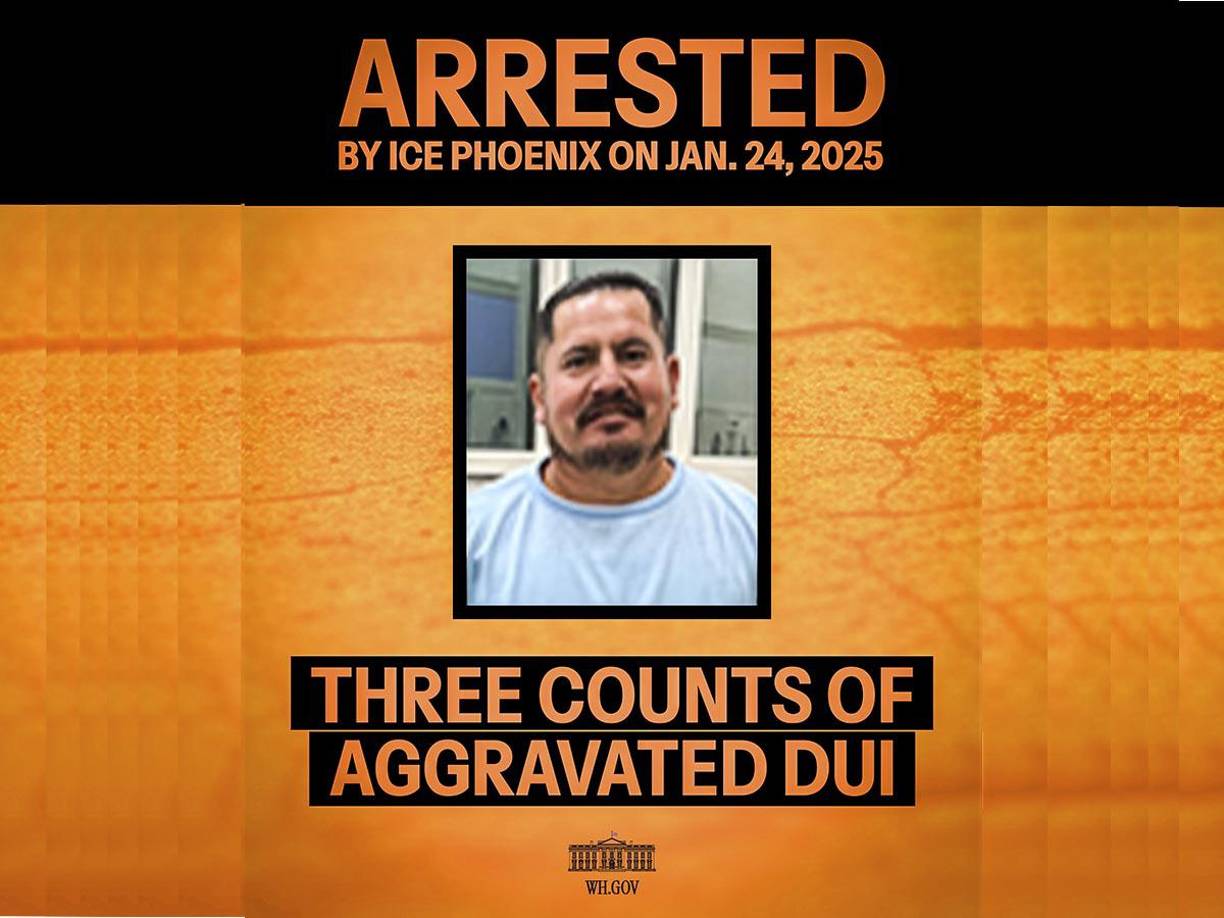 Jaime Arroyo-Rivera, un ciudadano mexicano con antecedentes penales por tres condenas por conducir bajo la influencia de alcohol con agravantes, fue arrestado por agentes de ICE Phoenix el 24 de enero de 2025.